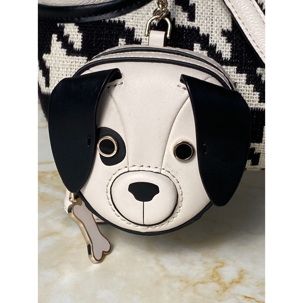 RARE 2 in 1 Kate Spade Claude Dachshund Dog Houndstooth Crossbody and Coin Purse - Picture 11 of 16